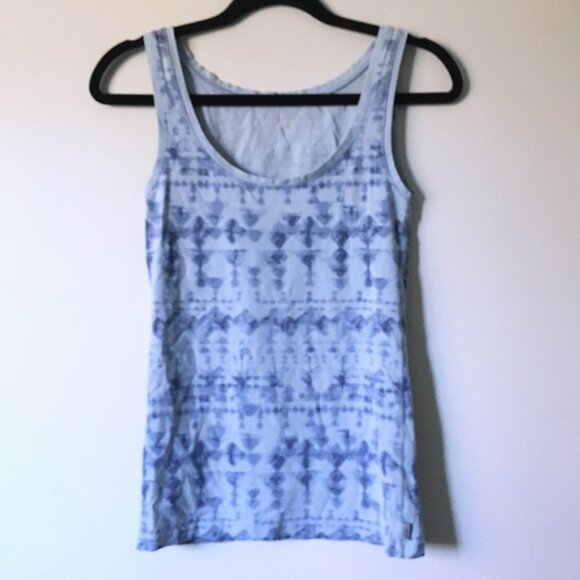 Blue Stretchy Jersey Abstract Tie Dye Tank Top - Picture 1 of 14
